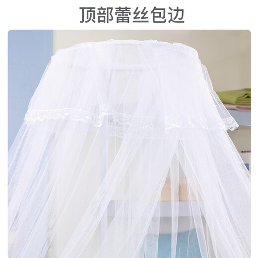 Zhenxiqi crib anti-mosquito net full-cover palace all-inclusive floor belt bracket princess room newborn baby encrypted shading white style blue flower