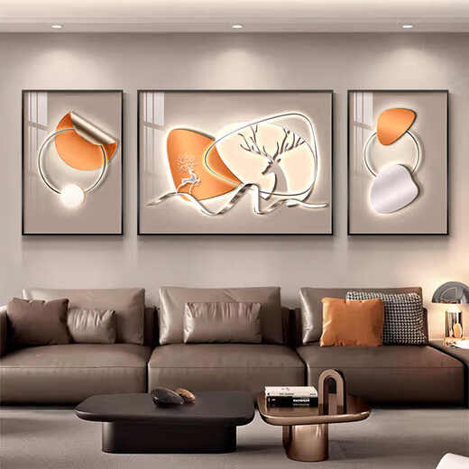 
Aohan Light Luxury Living Room Decoration Painting Abstract Triptych Modern Simple Sofa Background Wall Hanging Painting Wall Atmospheric Wall Wall Painting JD14082 Left and right 40*60 80*60 Crystal porcelain aluminum alloy black frame