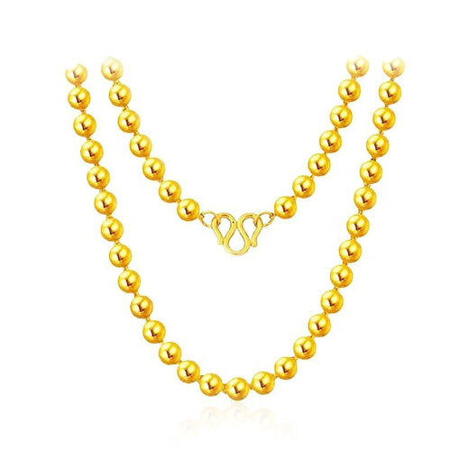 BXE999 pure gold pure silver gold clad with silver gold Buddha pearl light beads gold beads round bead necklace men's domineering light pearl necklace 8MM about 82 grams gold clad with silver material