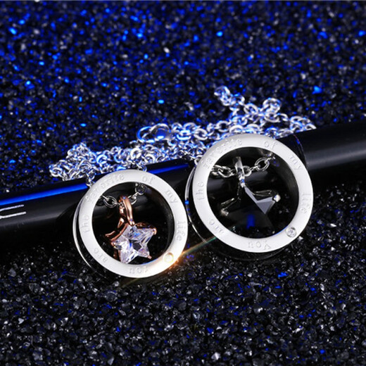 Farcoko brand necklace, male and female star, round five-pointed star pendant, fashionable jewelry, birthday gift for boyfriend and husband, black men's model - exquisite high-end gift box