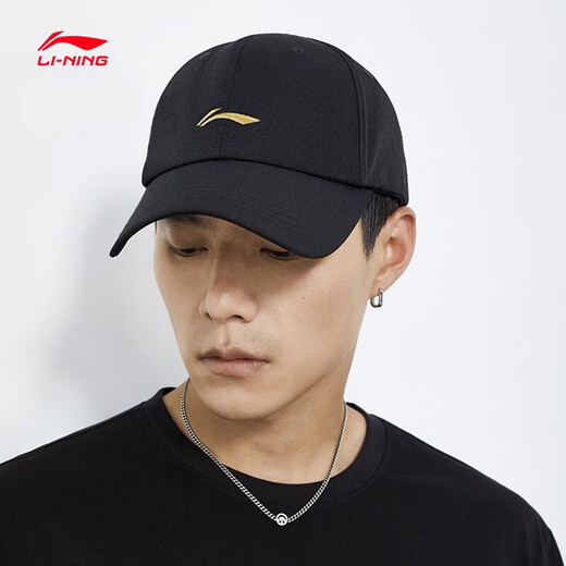 Li ning Hut Männer 2024 Neuer Herbst New Sports Baseball Cap Frauen Sonnenschutz Sonnenhut Baseball Cap Standard Schwarz- [gestickeltes Goldlogo, gleicher Stil für Männer und Frauen] Einen Größe