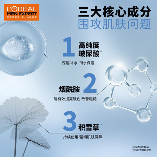 L'OREAL Men's Facial Mask Hydrating, Moisturizing, Cleansing and Acne Marks, Moisturizing, Oil Control, Blackhead Marks, Sleeping Pores, Clearing Acne Skin Care Products, Hyaluronic Acid Mask 31 Pieces (Efficient Moisturizing)