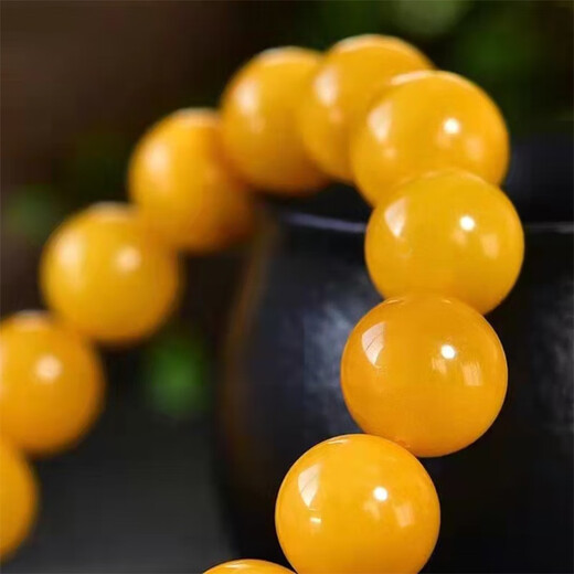 Amber style, one object, one picture, one certificate, beeswax bracelet for men and women, natural amber Buddha beads, full of honey hand beads, round beads, bracelet, 23.74g, 14mm