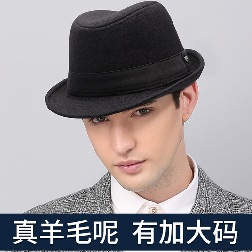 Rogosky counter trendy brand hat wool wool top hat for men middle-aged and elderly autumn and winter large head circumference warm retro men's dad grandpa jazz hat light luxury original gray XL plus size (60-62cm)