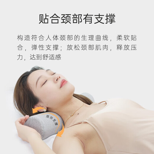 Aeromax Round Pillow Cervical Pillow Round Cylindrical Neck Pillow Memory Pillow Long Candy Rich Bag Neck Pillow Memory Foam Pillow Combed Cotton-Light Gray Diameter 9cm