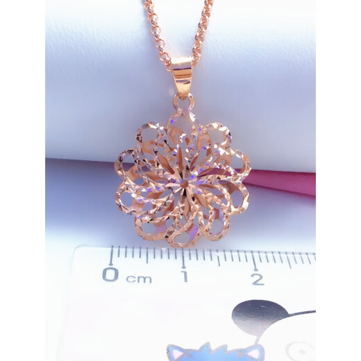 Yuan ethnic Russian 585 ladies purple gold necklace 18K rose gold color gold clavicle chain hollow flower single pendant
