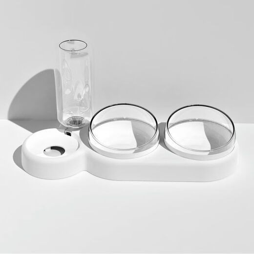 Huamei Chinchilla Bowl Double Bowl Dog Bowl Protects Cervical Vertebra Automatic Drinking Bowl Anti-Tip Cat Food Dog Rice Bowl Dog and Cat Supplies Dry and Wet Separation 2 Bowls 1 Water - Dusky Soft Blue 2 Bowls 1 Water *Food Grade Material_Automatic Drinking Water