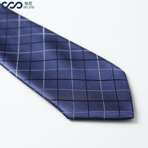 MUNI tie for men at work, job interview, business formal suit, men's tie, wedding groom's tie gift box TM004 blue
