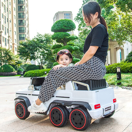Ant Road Big G Children's Electric Car Vierräder mit vier Rädern Doppelpersonen-Fernbedienung Spielzeugauto, Erwachsene und Kinderspielzeugauto fahren, oberhalb schwarz: Sechsradantrieb + großer Batterie + Weichrad + Ledersitz