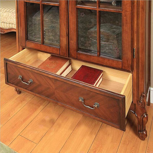
Jianglaiyi European-style solid wood double-door bookcase American retro bookcase floor-standing bookcase study bookcase display cabinet combination storage cabinet 1.05m bookcase/1050*38*200cm