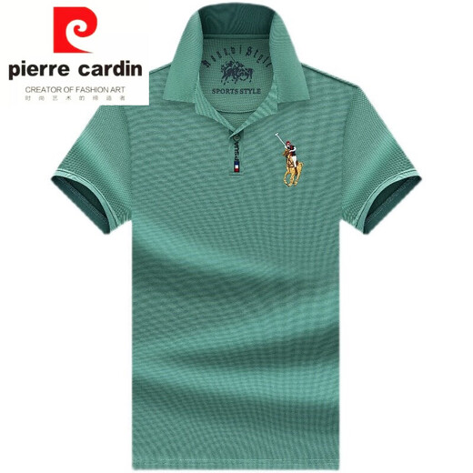 Pier Cardin reines Baumwoll kurzärmeligte T-Shirt für Herren Sommer Baumwolle atmungsaktives Schweiß-Revers-Halbärmel-Polo-Hemd Daddy's Cool Top T Short 999 Hellblau L 17084a empfohlen 120-130jin [Jin gleich 0,5 kg]