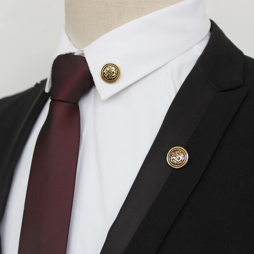 Xifei Men's Brooch Retro Pattern Alloy Dragon's Leap Badge Calm Gentleman Short Needle Butterfly Buckle Suit Overcoat Clothing Accessories Business Casual Single