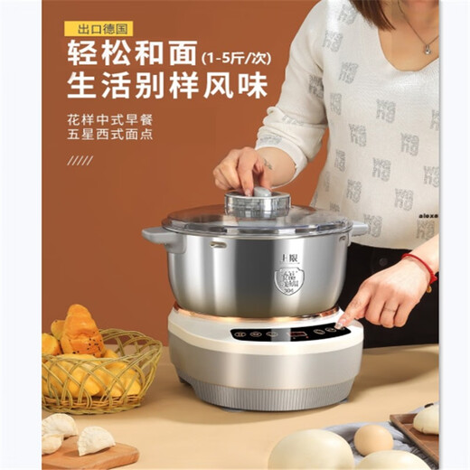 美宴德国和面机家用小型全自动揉面多功能电动打面发酵醒面一体厨师机 5L升级版(和面2-3斤左右)  适合（3-5人）