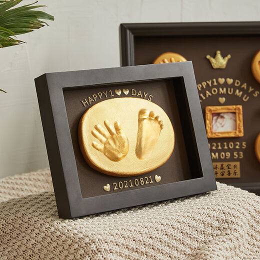 Mu Chen Shiguang Baby Vollmond Hand und Fußspuren Einjährige Hand und Fußabdrücke Souvenir Baby 100-Tage-Hand und Fußabdrücke Neugeborene Handabdrücke 10-Zoll-horizontalen Stil 丨 Vor einem Jahr alt erhältlich