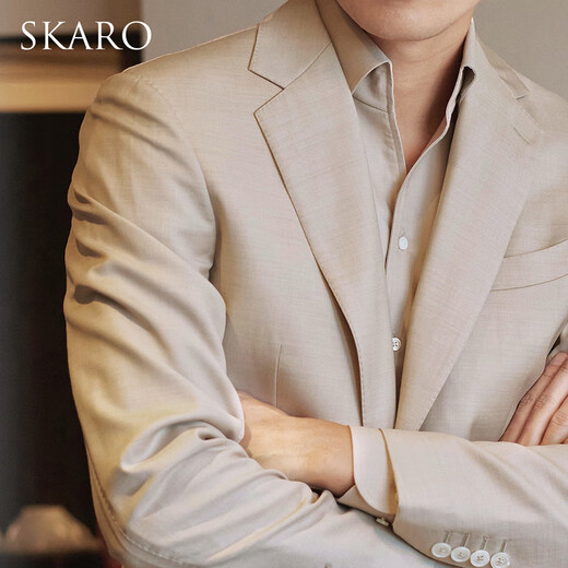 SKARO Australian MERINO pure wool khaki suit suit men's high-end casual suit wedding light khaki suit SKG281A size 44 top and trousers size please note
