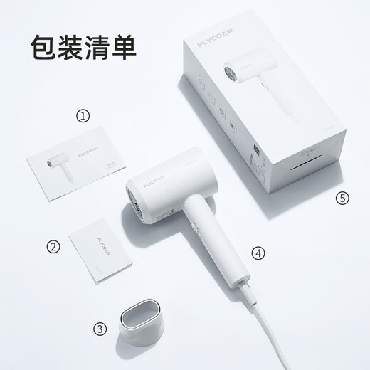 FLYCO hair dryer for dormitory, soft air negative ion constant temperature hair care, household hot and cold large air volume fast drying hair dryer FH6290 1800W