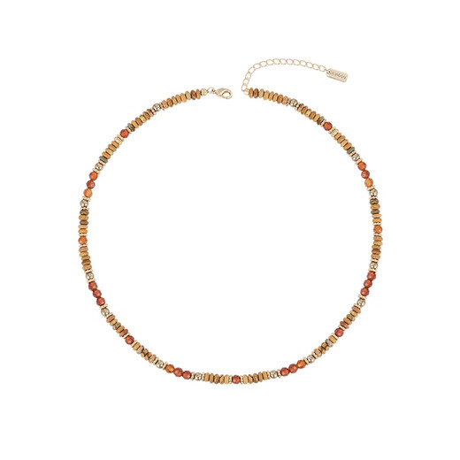 AJIDOU Ajidou necklace women's simple retro quartzite jade beaded clavicle chain trendy commuting versatile gift for girlfriend dark brown