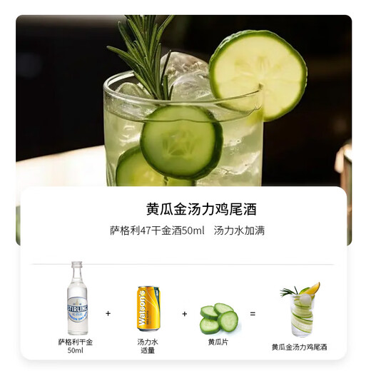 欧帅六大基酒组合 鸡尾酒调酒套装 威士忌 龙舌兰 金酒花式调酒搭配 黄瓜金汤力50mL1瓶