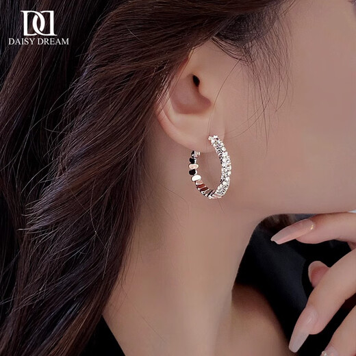 DAISY DREAM925 Silver Needle Broken Silver Large Earrings 2025 New Hot Style Earrings Temperament Niche Design Earrings Earrings for Women Gold Broken Silver Earrings 925 Silver Needles