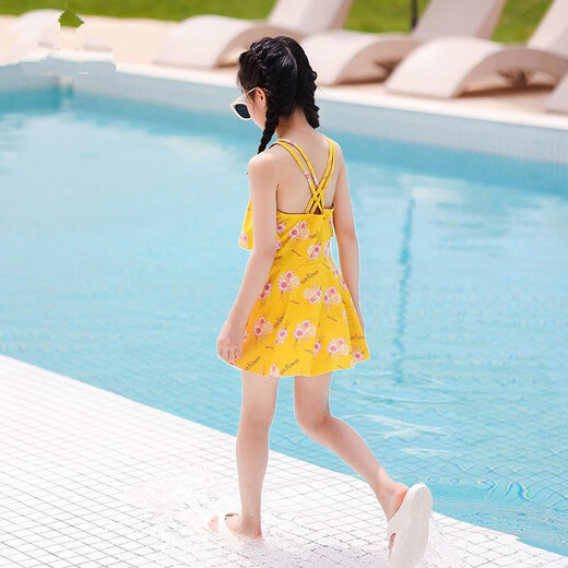 古黛妃儿童泳衣女童2024新款夏季网红小中大童女孩青少年连体裙式泳装 967(爱心)配独立平角裤+泳帽 120