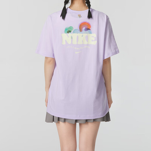 耐克（NIKE）t恤女 夏装新款时尚宽松舒适简约衣服刺绣小勾透气棉质短袖女 HF6180-517 XL (170/92A)