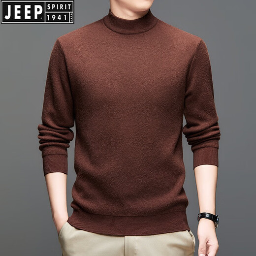 JEEP SPIRIT品牌冬季一体黄金绒加厚半高领毛衣男中年男款纯色保暖针织打底衫 N1098/1MY04黑色 2XL