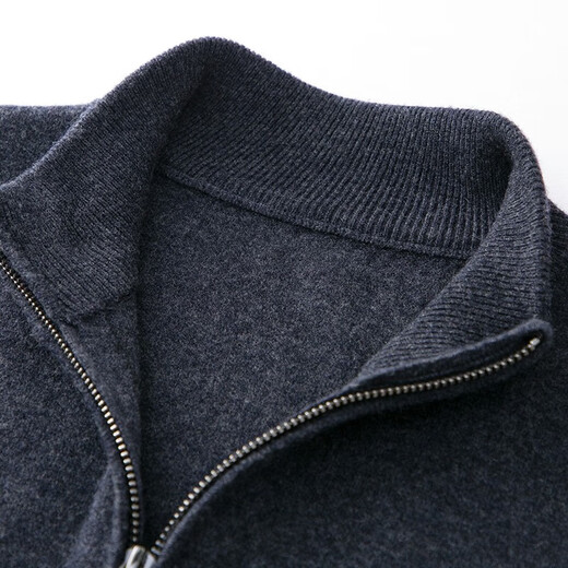 NOSSKISS men's brand pure wool cardigan men's autumn and winter stand-up collar zipper sweater casual knitted jacket black XL 180 suitable for 150-165 Jin Jin equals 0.5 kg