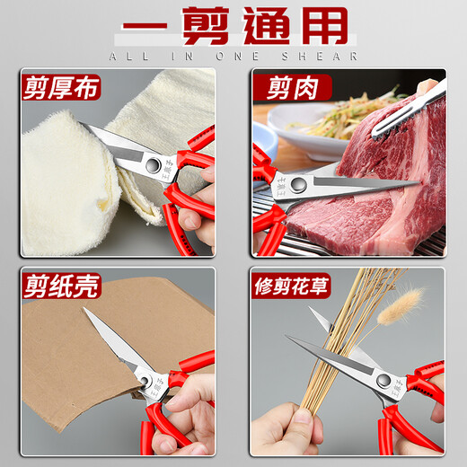 Wang Mazi scissors, household tailoring scissors, industrial thread trimming scissors, sewing pointed scissors, paper cutting scissors 1# reinforced rust-proof red large size