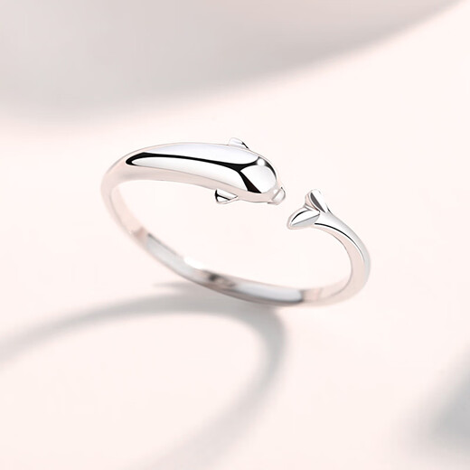 Misu platinum ring for women, PT950 platinum dolphin tail ring, live and adjustable, birthday gift for girlfriend, small size 2.0-2.2g + free engraving