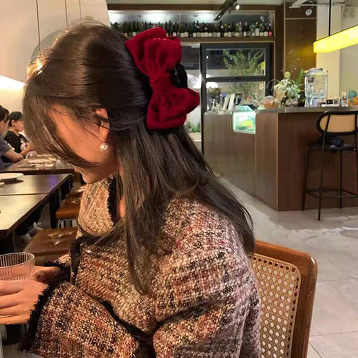 Beautiful National Day performance children's ball head grabber red small hairpin girl's bow hair accessories hairpin female hairpin headdress red diameter 6.5cm