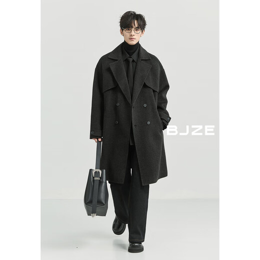 Piaget Zall 10% yak wool double-sided wool coat men's medium-length full wool coat 2024 autumn and winter new style P441860 Night Frost Gray XL 180