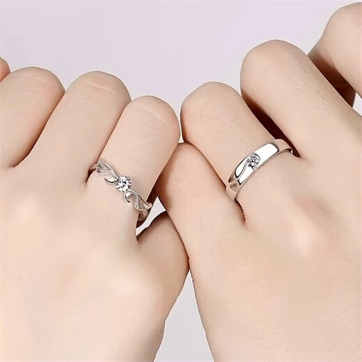 RHM Angel Wings Platinum Couple Ring Moissanite Diamond PT950 Platinum Ring Valentine's Day Gift for Girlfriend Platinum Angel Wings Couple Ring Pair + Certificate