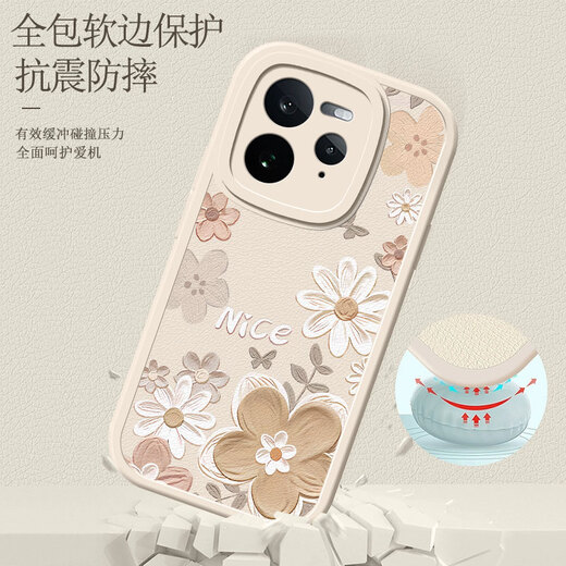 Qiansheng Realme GT7 Pro mobile phone case realme new GT7 pro protective case RMX5010 silicone soft shell GT lens all inclusive 7pro anti-fall case cute girl [oil painting flower - black] sending ring Realme Realme GT7 Pro