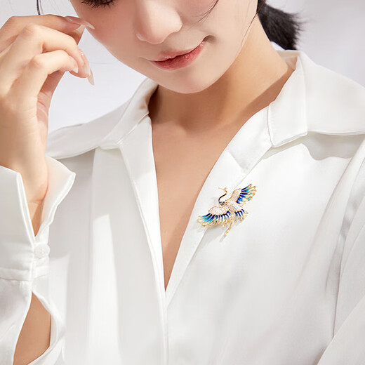 Kamalun (KAMALUN) light luxury brand brooch high-end female crane brooch corsage suit accessories birthday gift gift girlfriend wife brand brooch set (engraving/greeting card)