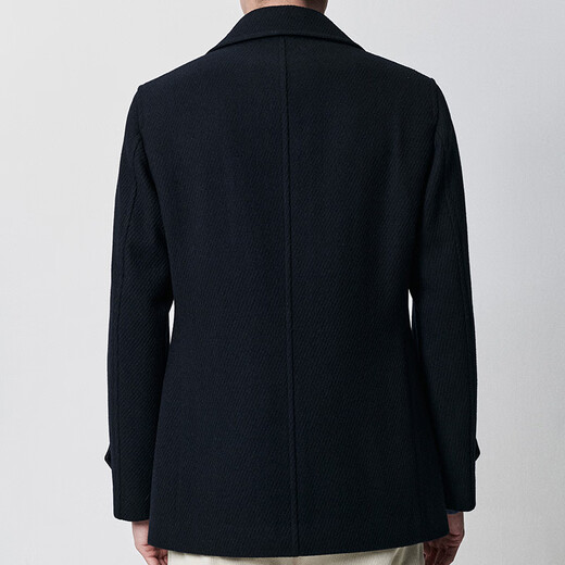 Annonce Bird Mabel Men's Winter Men's Business Fashion Twill Couleur pure Exquise Laine courte grande revers Coat Men Men's Twilight Blue 48 (175/96)