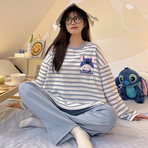 LUO LISI PAJAMAS для женщин весной и осенью хлопкового набора с длинным рукавом 2023 Новый студент INS Style осень и зимняя свобода 15125 Женских XL [[Предлагается 115-135JIN [JIN равно 0,5 кг]]]
