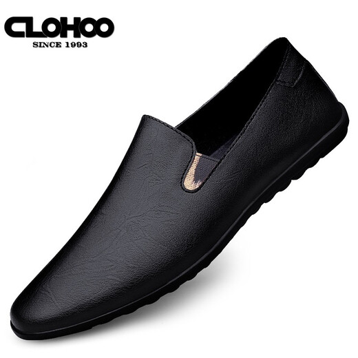 CLOHOO leather shoes men's spring and summer business casual shoes men's comfortable beanie shoes formal soft sole driving one-on-one men's shoes black 40 leather shoe size