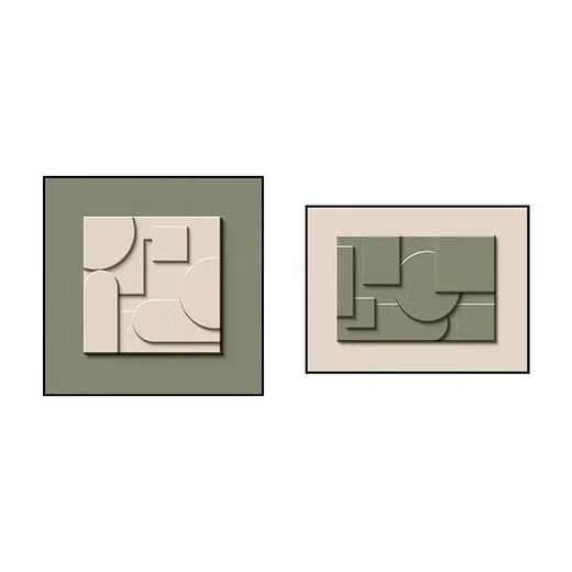 丞仔侘寂风卧室床头装饰画抽象几何双联挂画轻奢高级感房间主卧墙壁画 JD16961 80*80/90*70 平面晶瓷铝合金黑框