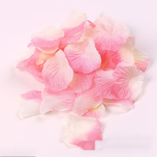 First praise the artificial rose petals for wedding confession decoration, hand-spreading flowers for Valentine's Day proposal, making romantic wedding room decoration supplies, gradient pink artificial petals (2 packs of about 200 pieces)