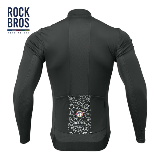 Locke Brothers Cycling Clothes Cycling Road Series Long Sleeve Tops Men's Autumn and Winter Warm Road Cycling Sportswear Black XL