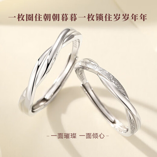 Chinese Jewelry SINO GEM Mobius Couple Ring Men's and Women's Silver Ring Ring Opening Adjustable Birthday Gift for Boyfriend and Girlfriend Mobius Couple Ring + Brand Gift Box