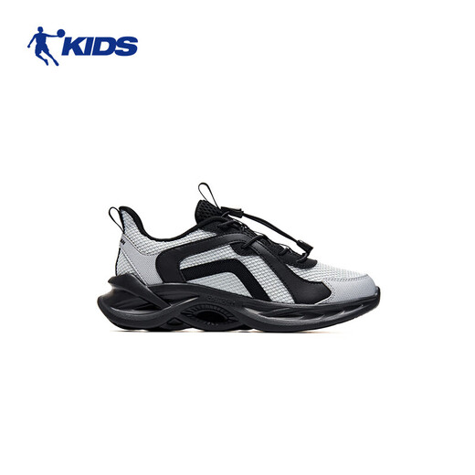 Chaussures de Jordan Boys Spring and Automne Big Child's Soft Sole Chaussures en cuir Chaussures de course en cuir - Tulle Gray / Silver-34