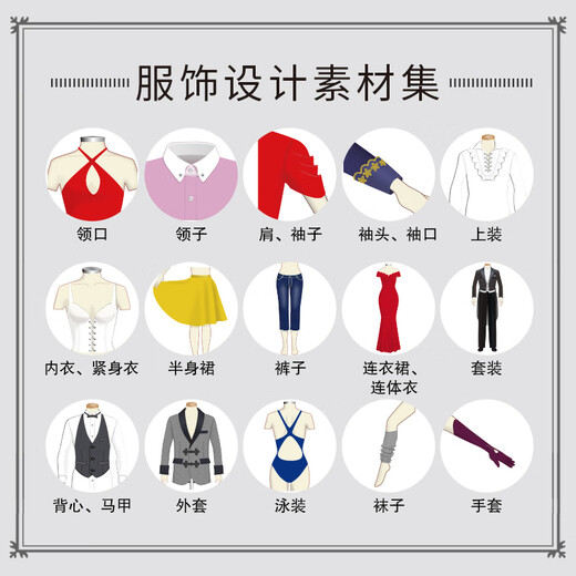 Men's Clothing Illustrated Book: 1,300 types of clothing, shoes, hats, bags, accessories, patterns, and color matching details
