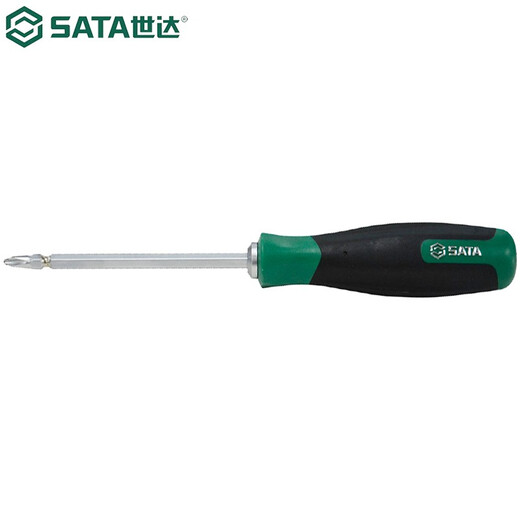 SATA Tools T series dual-purpose screwdriver flat cross double-headed screwdriver S2 alloy steel hard plum blossom flat-blade screwdriver double-headed screwdriver #2&6MMx100MM 66204