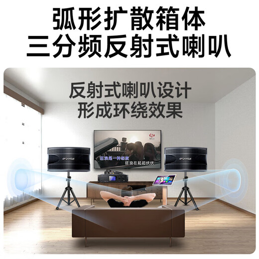 山水（SANSUI）家庭KTV音响套装 家庭影院 家用卡拉OK设备家用室内 大功率功放无线麦 蓝牙音箱 唱歌清吧酒吧 反射式10吋音箱+功放+话筒+20吋1T点歌机