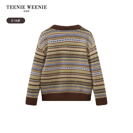 Teenie Weenie Kids Bären Kinderkleidung 24 Herbst- und Winterjungen farbenfrohe gestreifte Jacquard Pullover Pullover Pullover Brown 130 cm