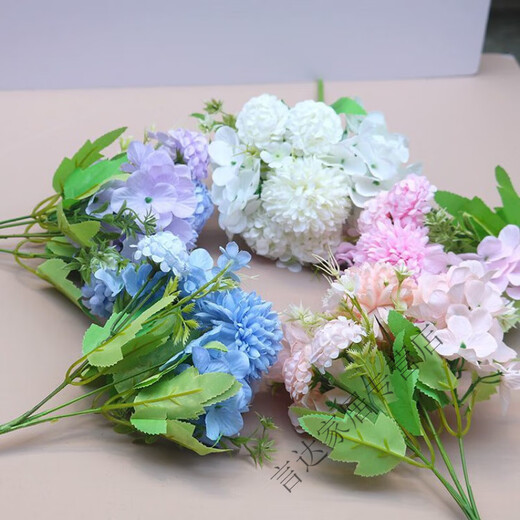 北欧仿真花束婚庆摆件客厅卧室仿真花插花装饰ins假花婚礼 【1束装】手捧绣球花香槟色