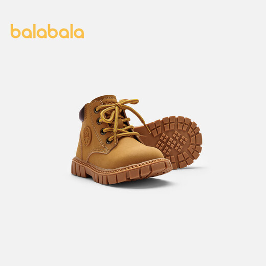 Boots pour enfants de Balabara, chaussures pour enfants, bottes de bébé Martin, bottes courtes d'automne et hiver, chaussures confortables à la mode et sans glissement, jaune terreux peu profond 30701 taille 23