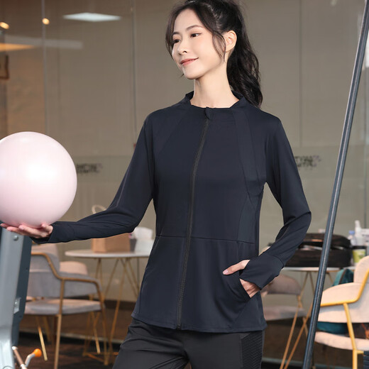 KEJIMITAO Large Size Running Top Women's Autumn Fitness Yoga Wear Sports Jacket Zipper Loose Quick-Drying Long Sleeve Fat mm Red M (Recommended 90-105Jin Jin equals 0.5kg)