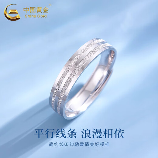 China Gold (CHINA GOLD) PT950 platinum track ring for men and women, a pair of rings, Valentine's Day birthday gift for girlfriend and wife, track of love, spend the rest of life together, female ring, about 4.1g + Zhongjin gift box